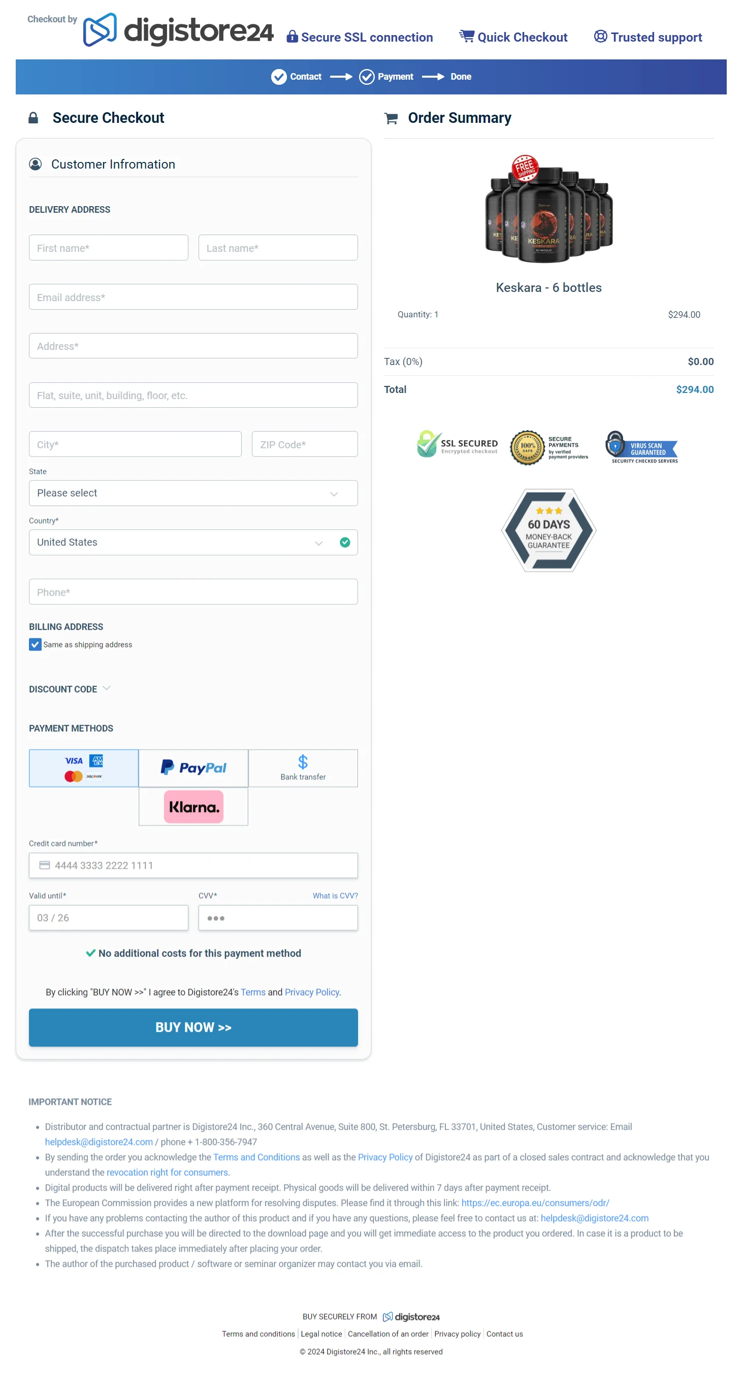 Keskara order form